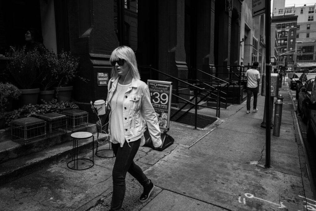 woman walking down the street