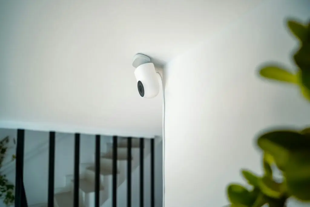 security camera on the wall inside a home