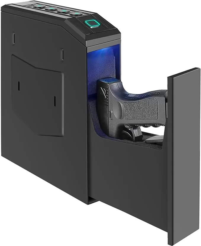 Hidden fingerprint gun safe for the nighstand.