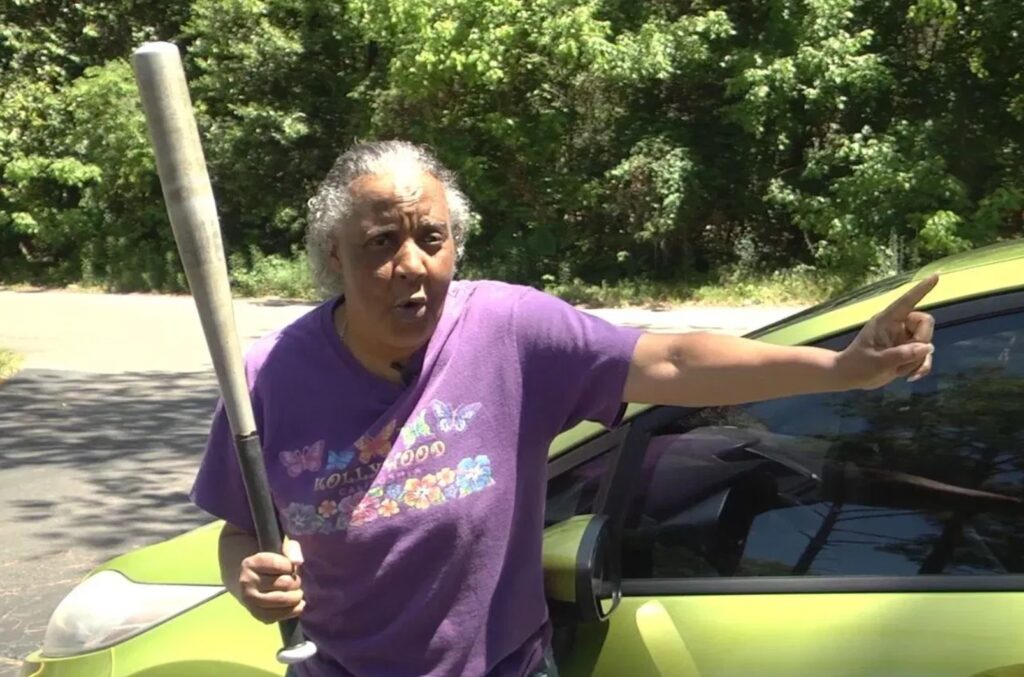 woman defends herself