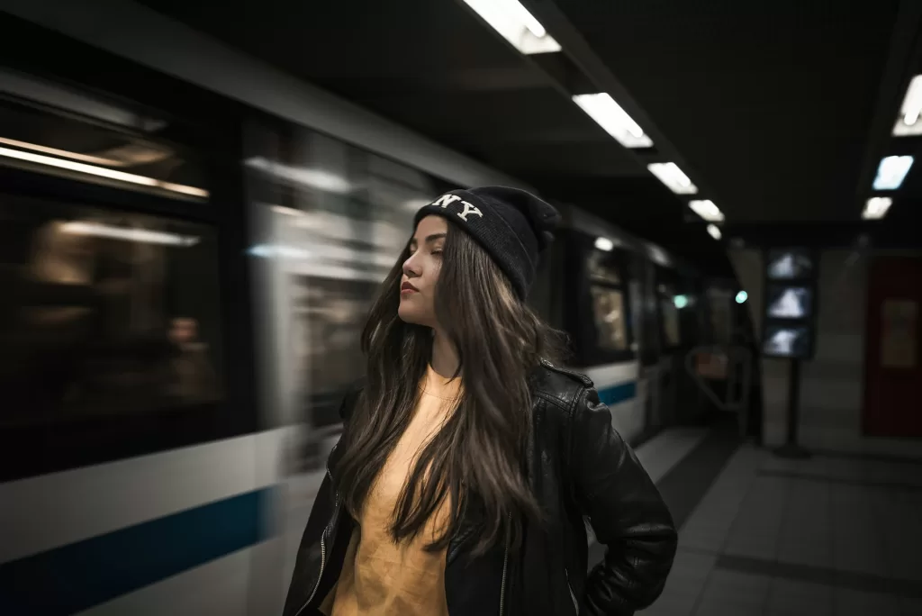 woman in a subway